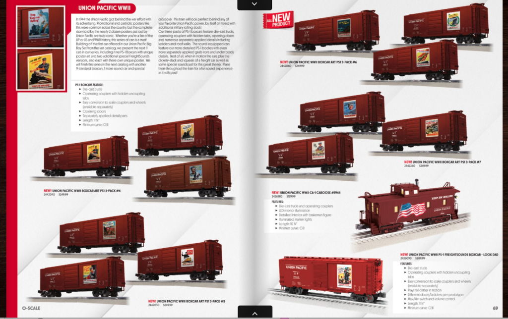 catalog page with boxcars