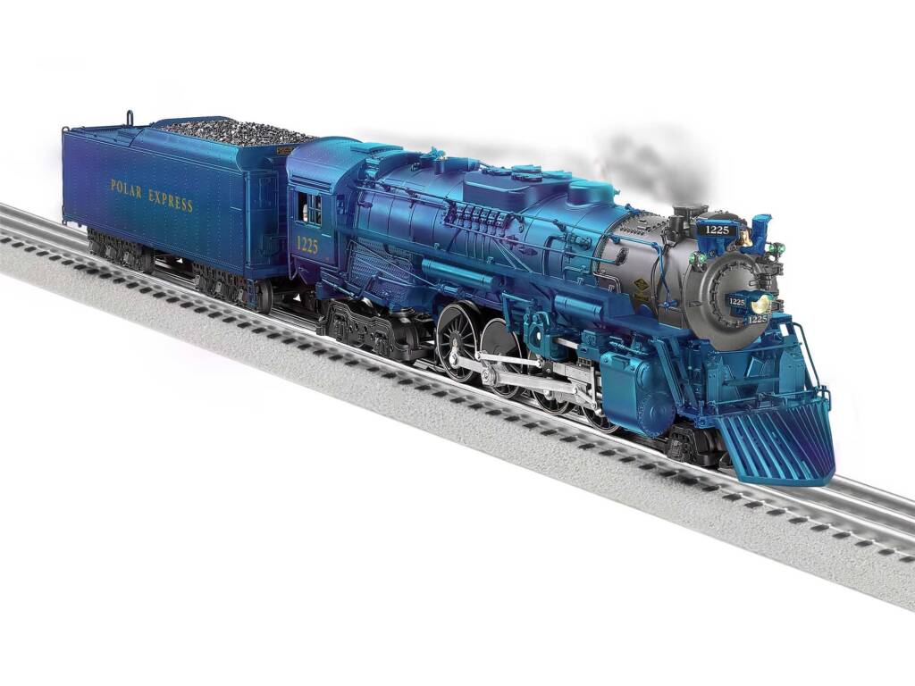 blue and silver model steam locomotive