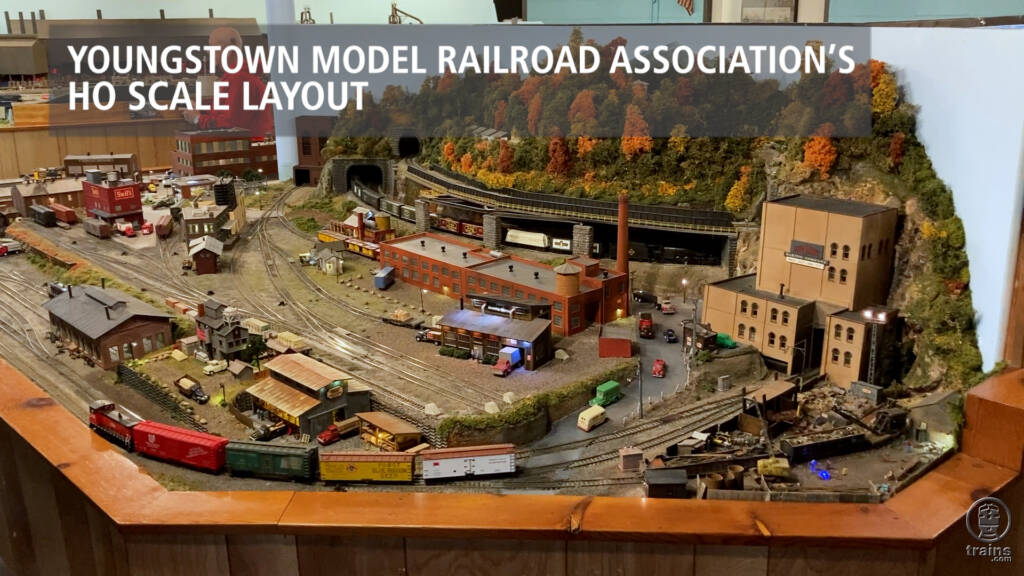 Title screen from layout visit video showing scene from HO scale layout.