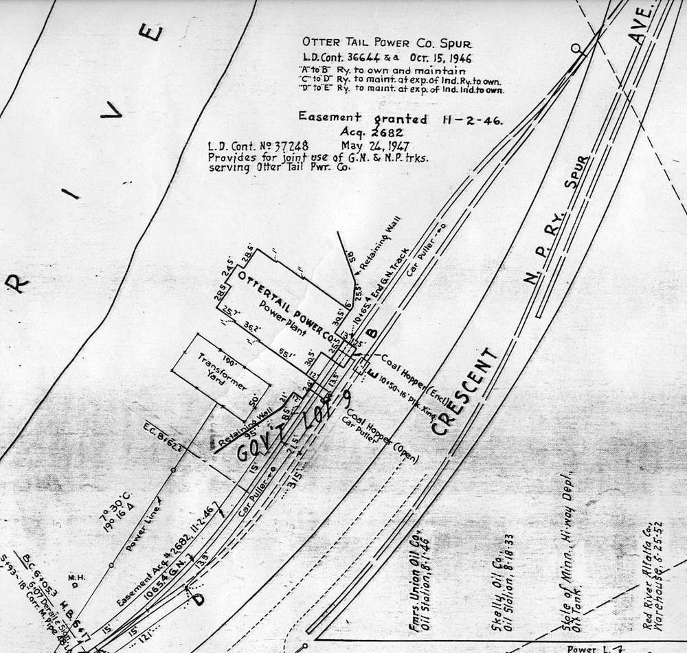 Black-and-white map showing rail lines and industries.