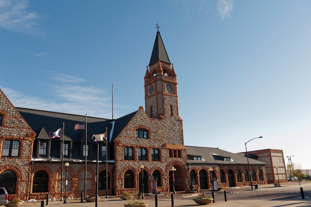 Exterior of western-style depot.