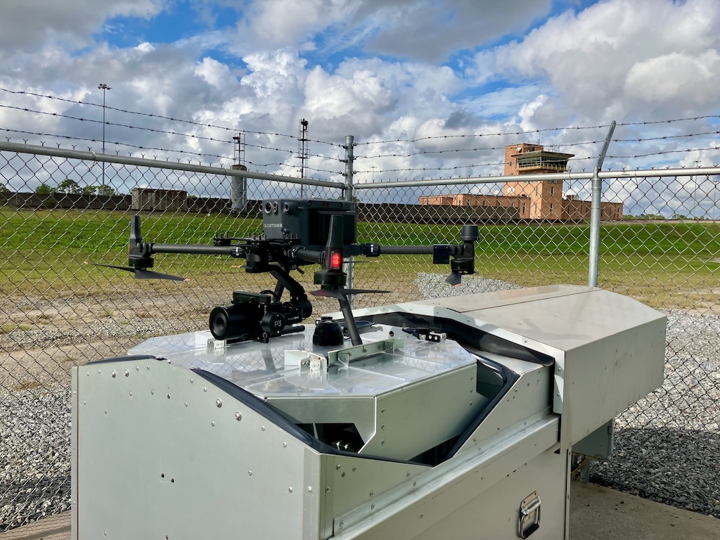 Drone parked on launch platform