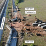 Aerial view of site of Union Pacific train collision