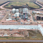 Aerial view of industrial facility under construction