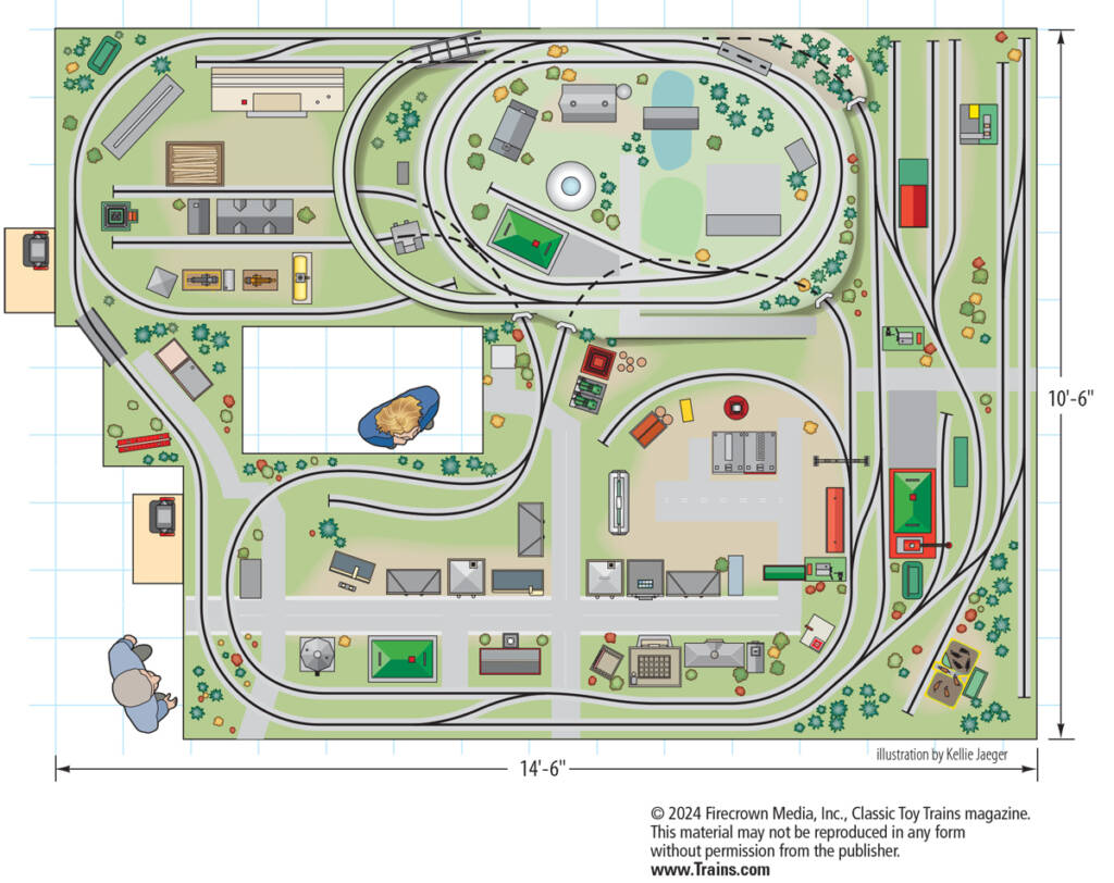 A toy train layout track plan