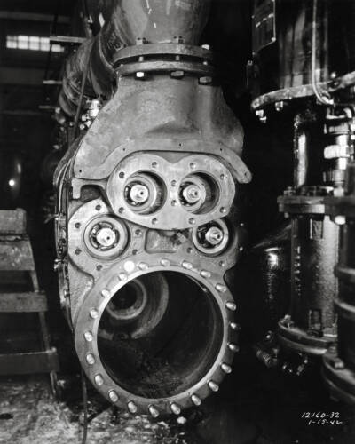 Cylinder assembly for Pennsylvania T1 steam locomotive.