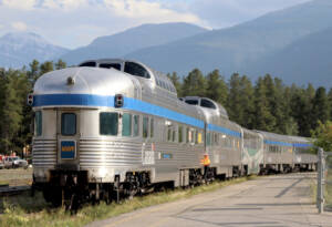 Round-end observation car on passenger train