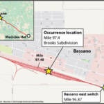 Map of derailment site in Alberta