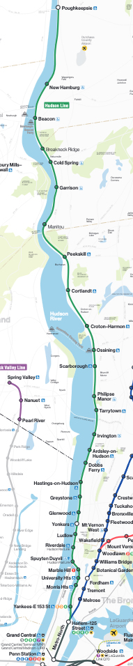 Map of commuter rail line in New York