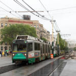 Light rail trainset operating in street