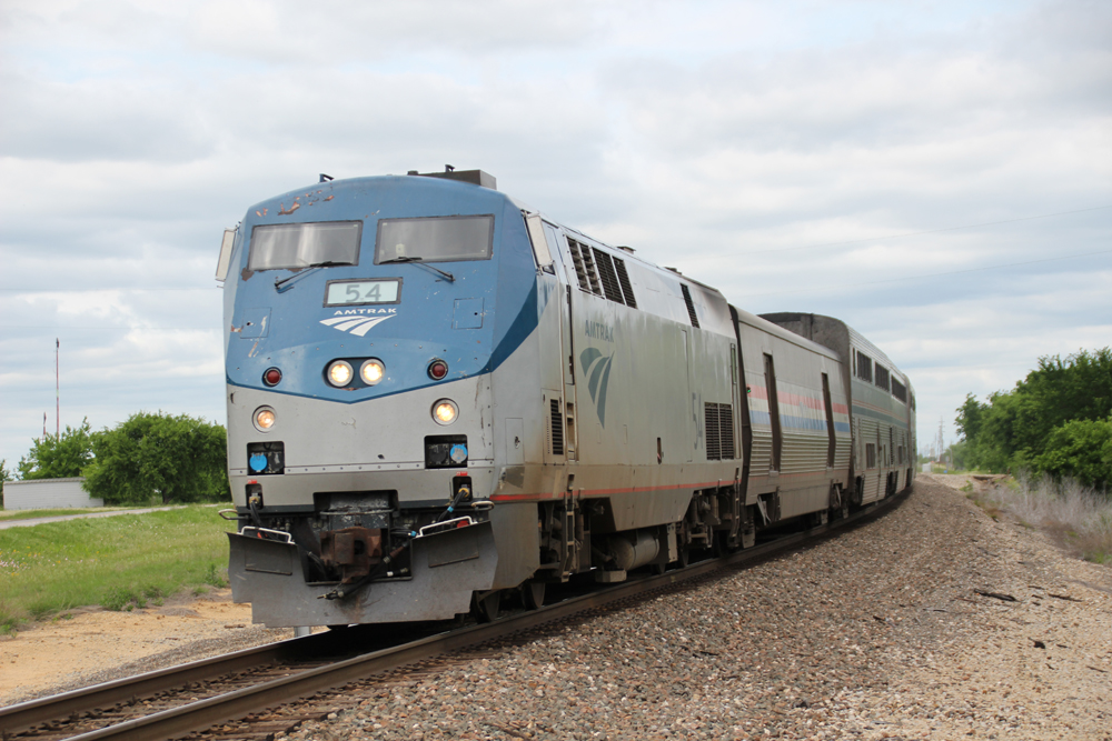 Passenger train on curve