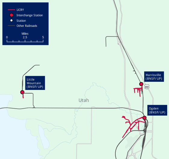 Map of Utah Central Railway