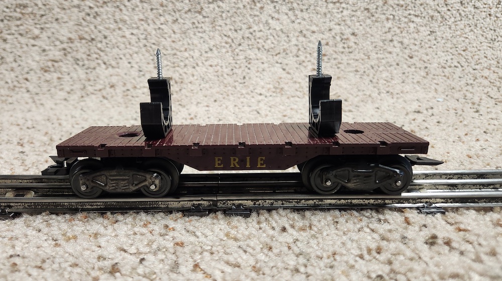 flatcar with two pipe straps glued on top