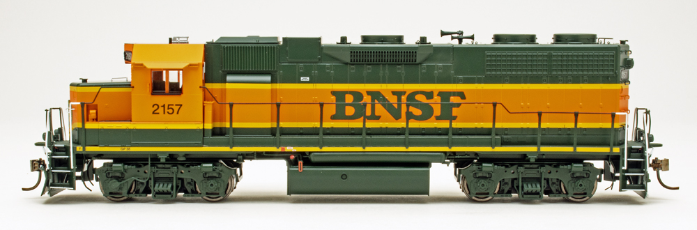 Color photo showing conductor’s side of diesel locomotive.