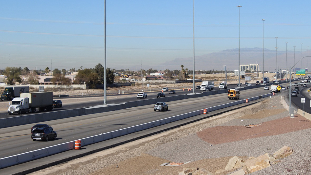 Section of freeway near Las Vegas on Brightline West route