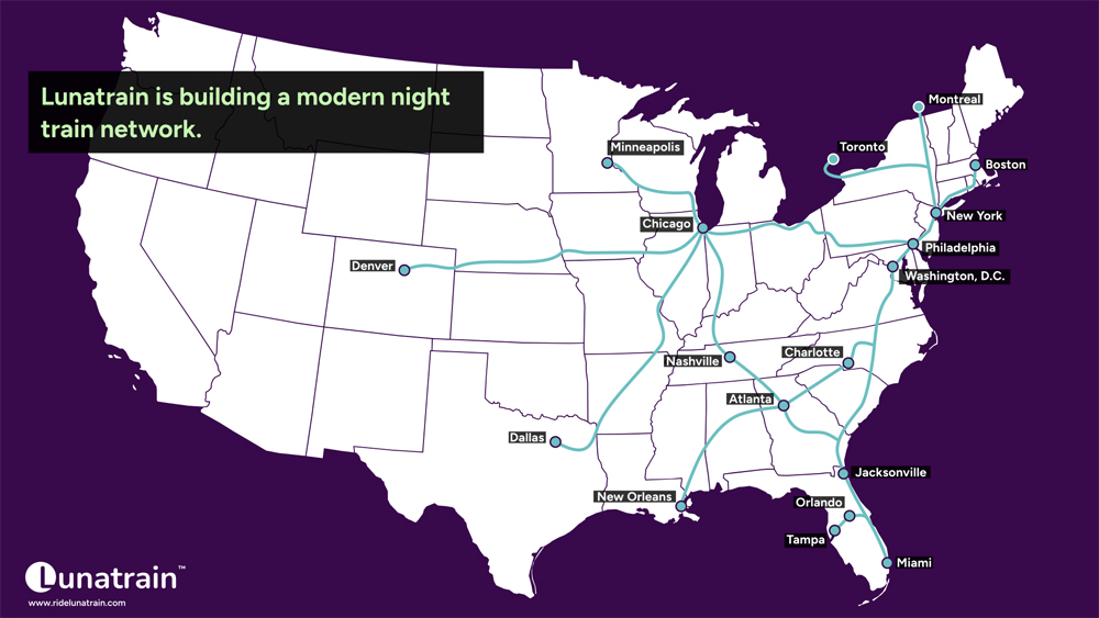 Map of rail routes in the Midwestern and Eastern U.S.