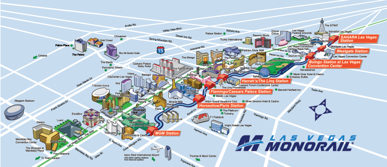 Map of Las Vegas monorail