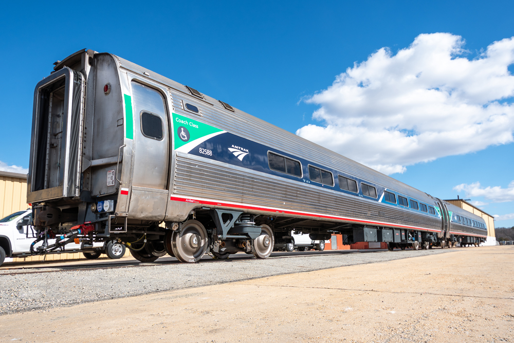 low-angle view of two passenger cars