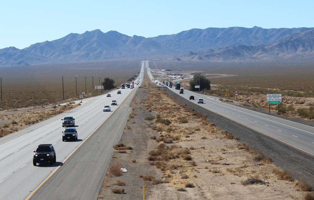 View of interstate highway in desert