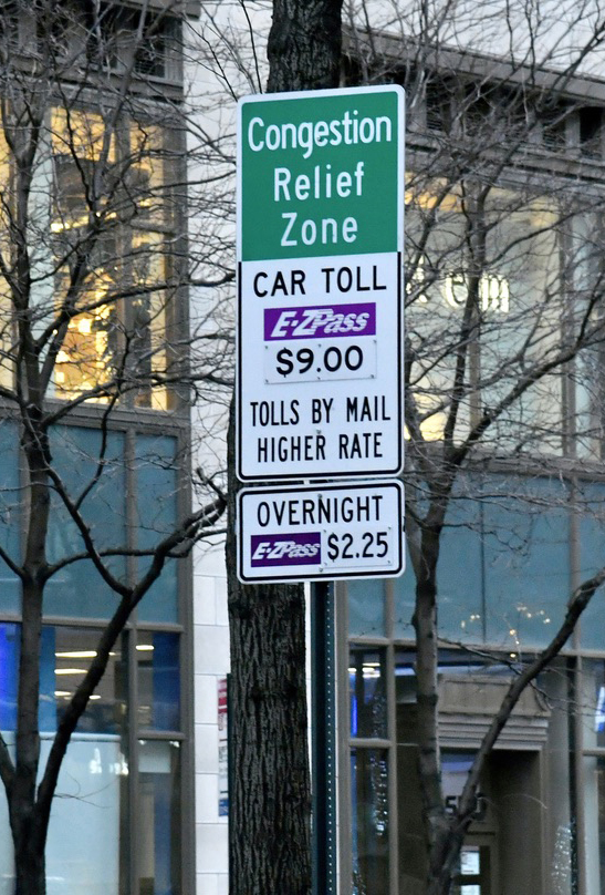 Street sign for New York congestion pricing zone