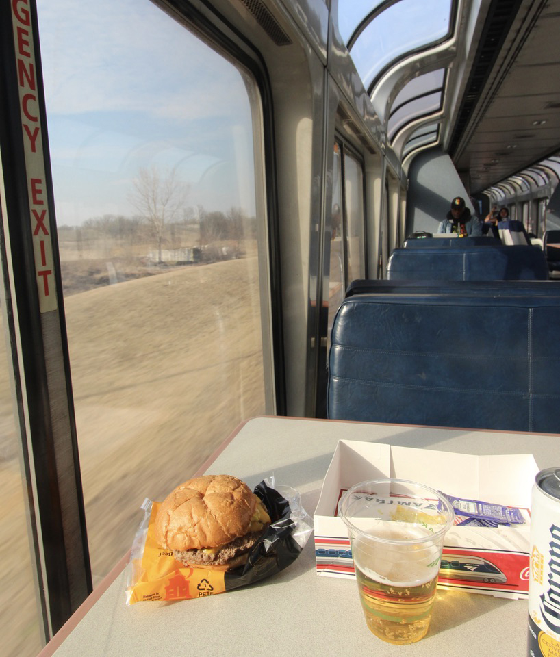 Food on table of lounge car