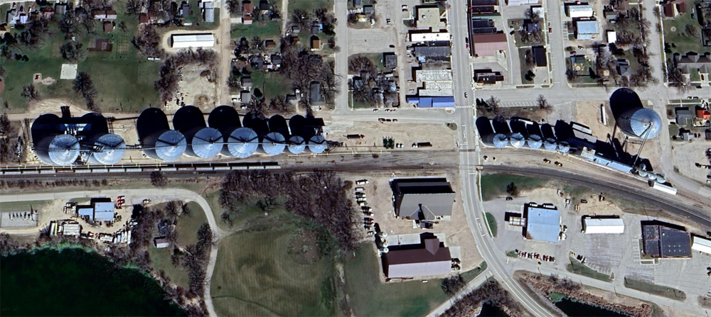 Aerial view of grain elevator